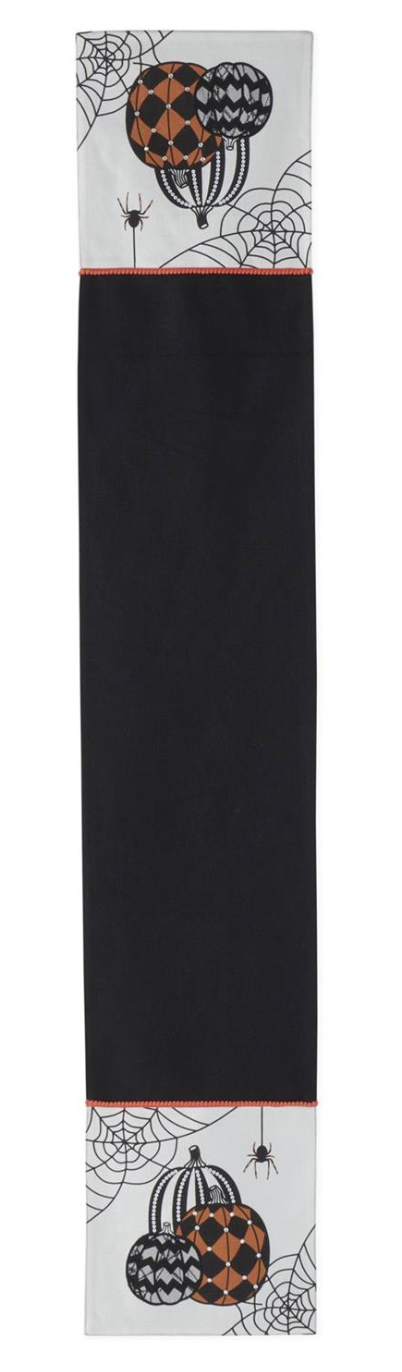 72" White & Black Pumpkin Table Runner