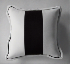 20" Square White Linen Pillow with Black Stripe