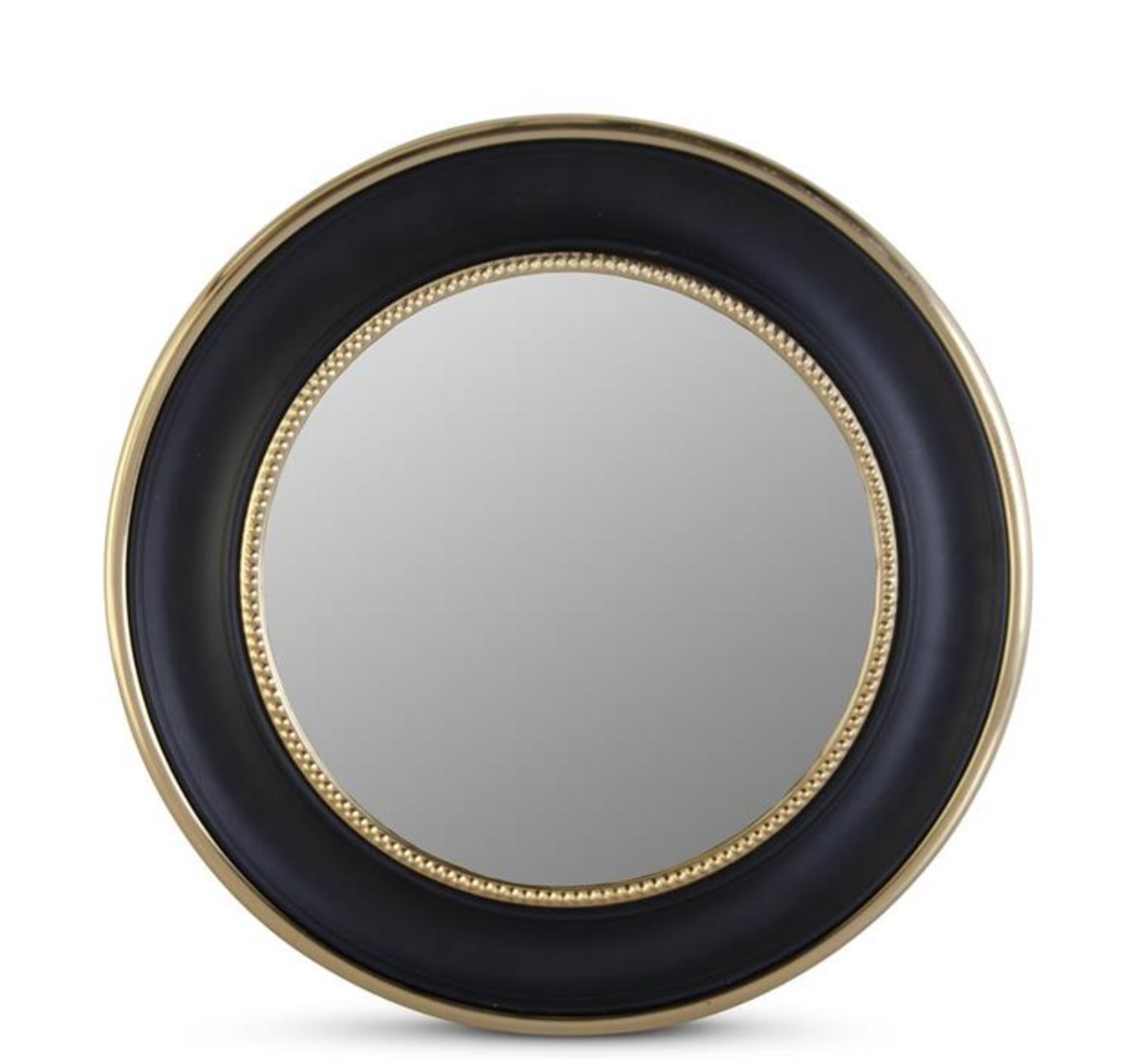 18" Round Gold Trim Black Framed Wall Mirror