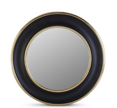 18" Round Gold Trim Black Framed Wall Mirror