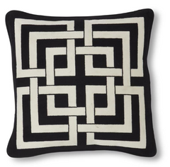 20" Square Black Acrylic Pillow with White Interlocking Squares