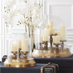 14.5" Antique Gold 3-Candle Hurricane