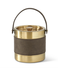 7" Lidded Gold Metal Ice Bucket