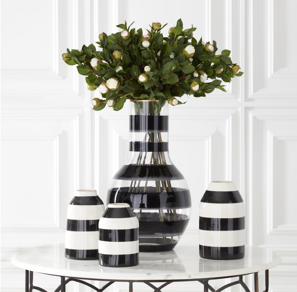 18.75" Black & Gray Striped Vase