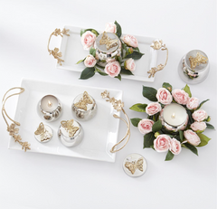 3.25" Silver Metal Filled Candle Jar with Butterfly Lid