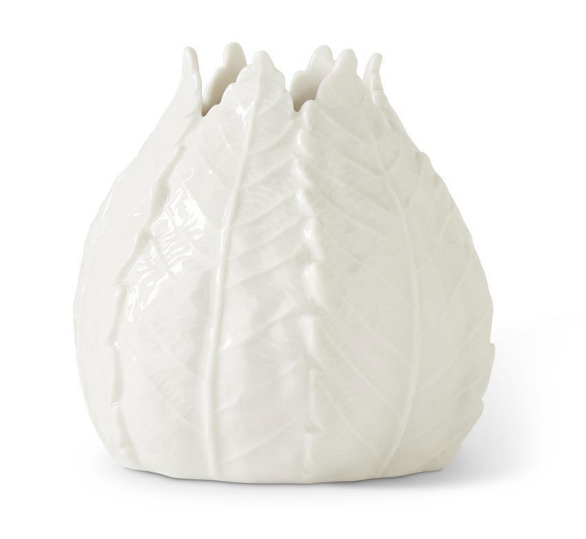 5" White Ceramic Lettuce Leaf Vase