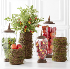 7.5"-16.5" Twig & Moss Leaves Vases (Sold Separately)