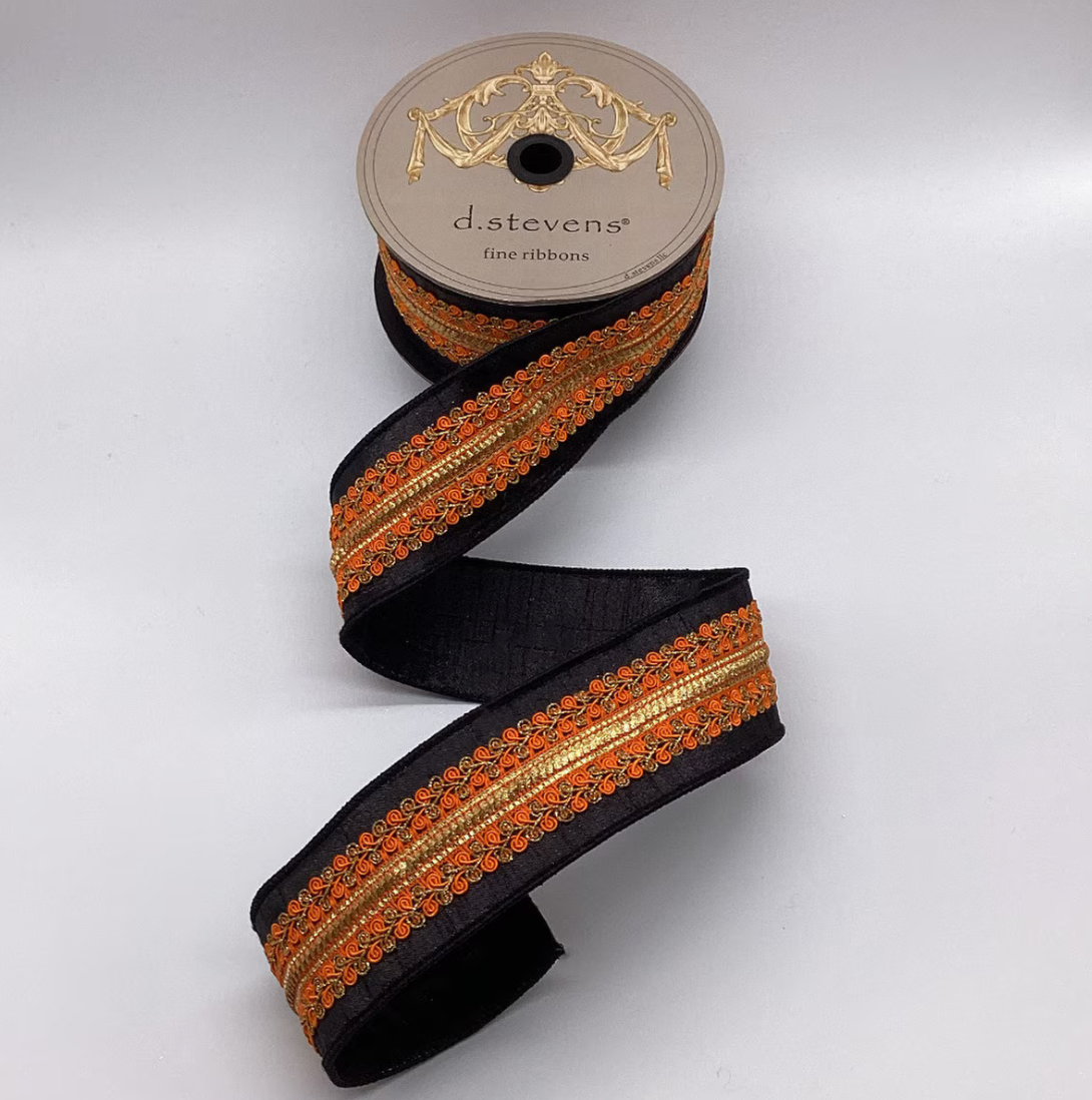 2.5" Metallic Dupioni Orange Copper Center Trim