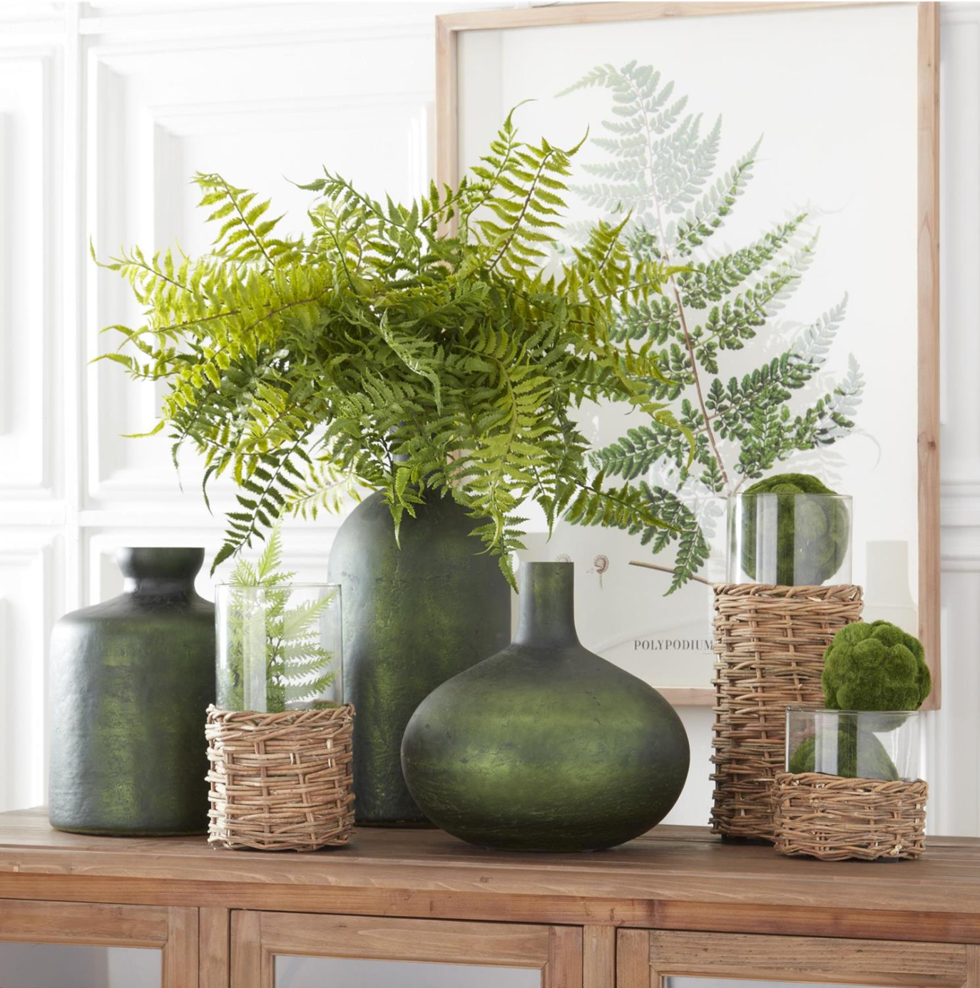 Antique Olive Green Matte Glass Bottle Vases (Sold Separately)