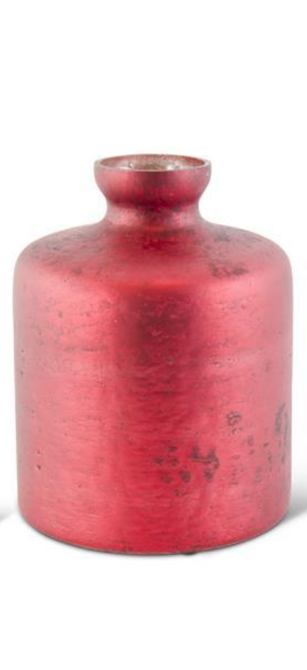 Antique Red Matte Glass Bottle Vases (Sold Separately)