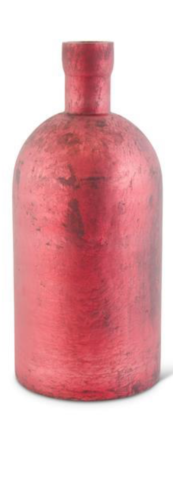 Antique Red Matte Glass Bottle Vases (Sold Separately)