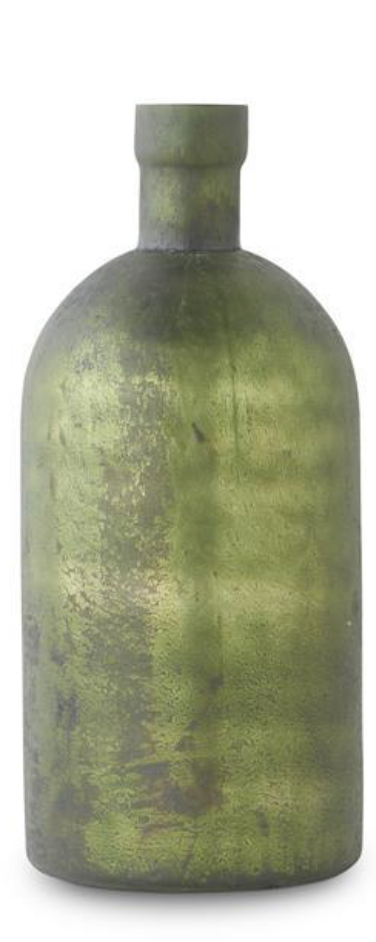 Antique Olive Green Matte Glass Bottle Vases (Sold Separately)