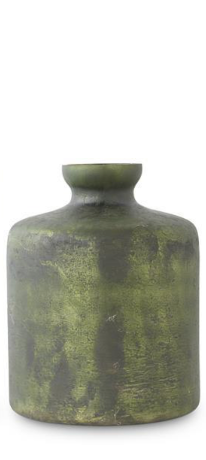 Antique Olive Green Matte Glass Bottle Vases (Sold Separately)