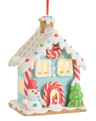 4.75" Lighted Mini Gingerbread House Ornament (Sold Separately)