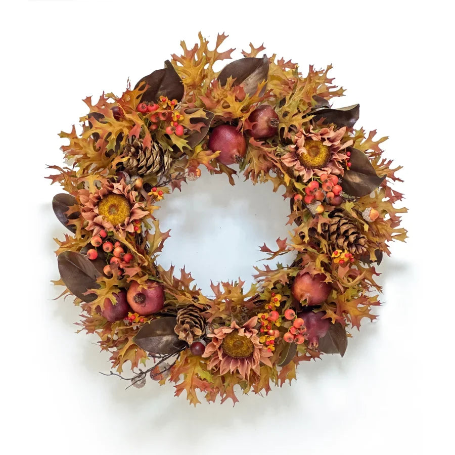 24" Oak Leaf & Sunflower Wreath