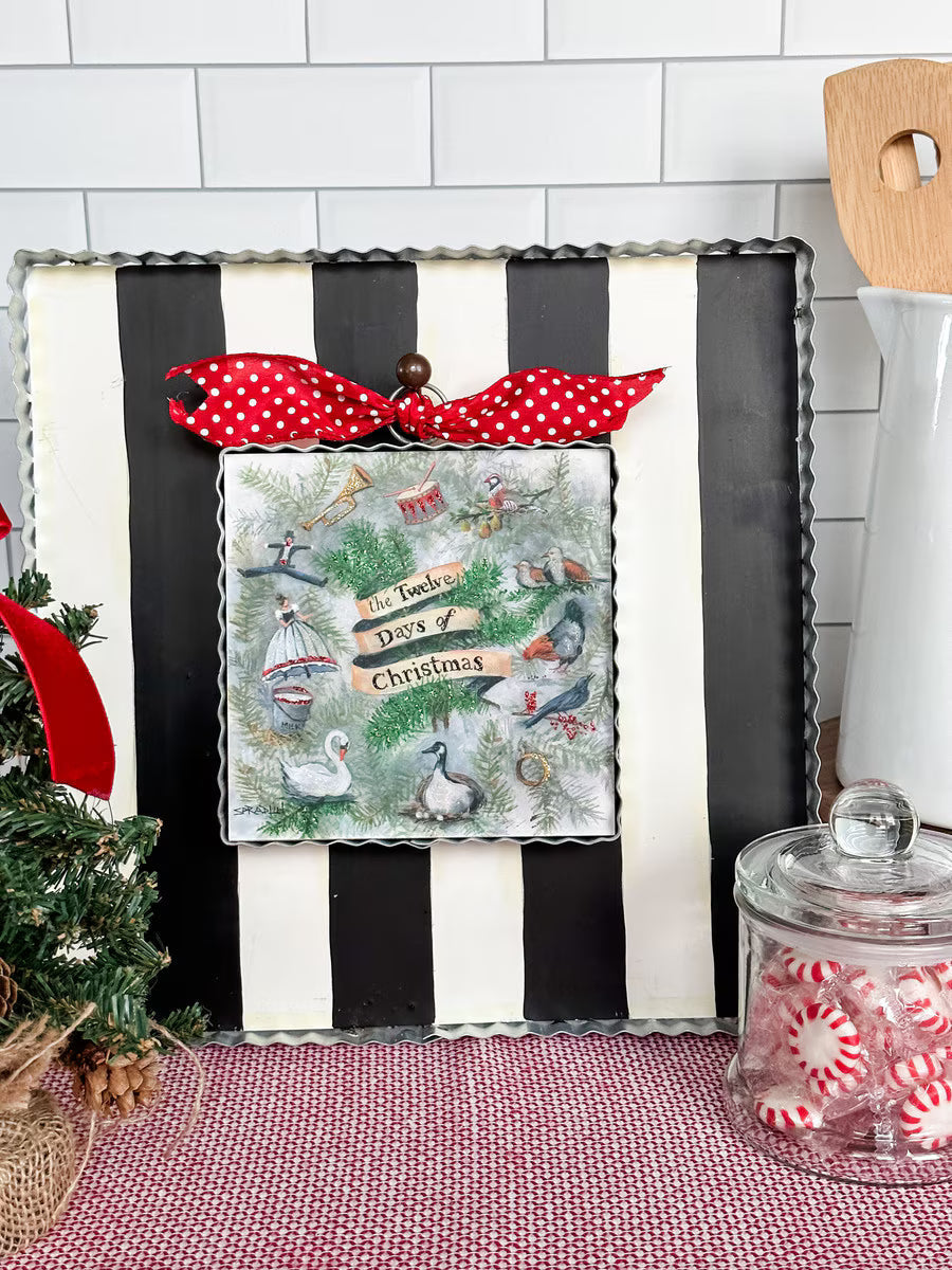 12" Black & White Striped Display Board