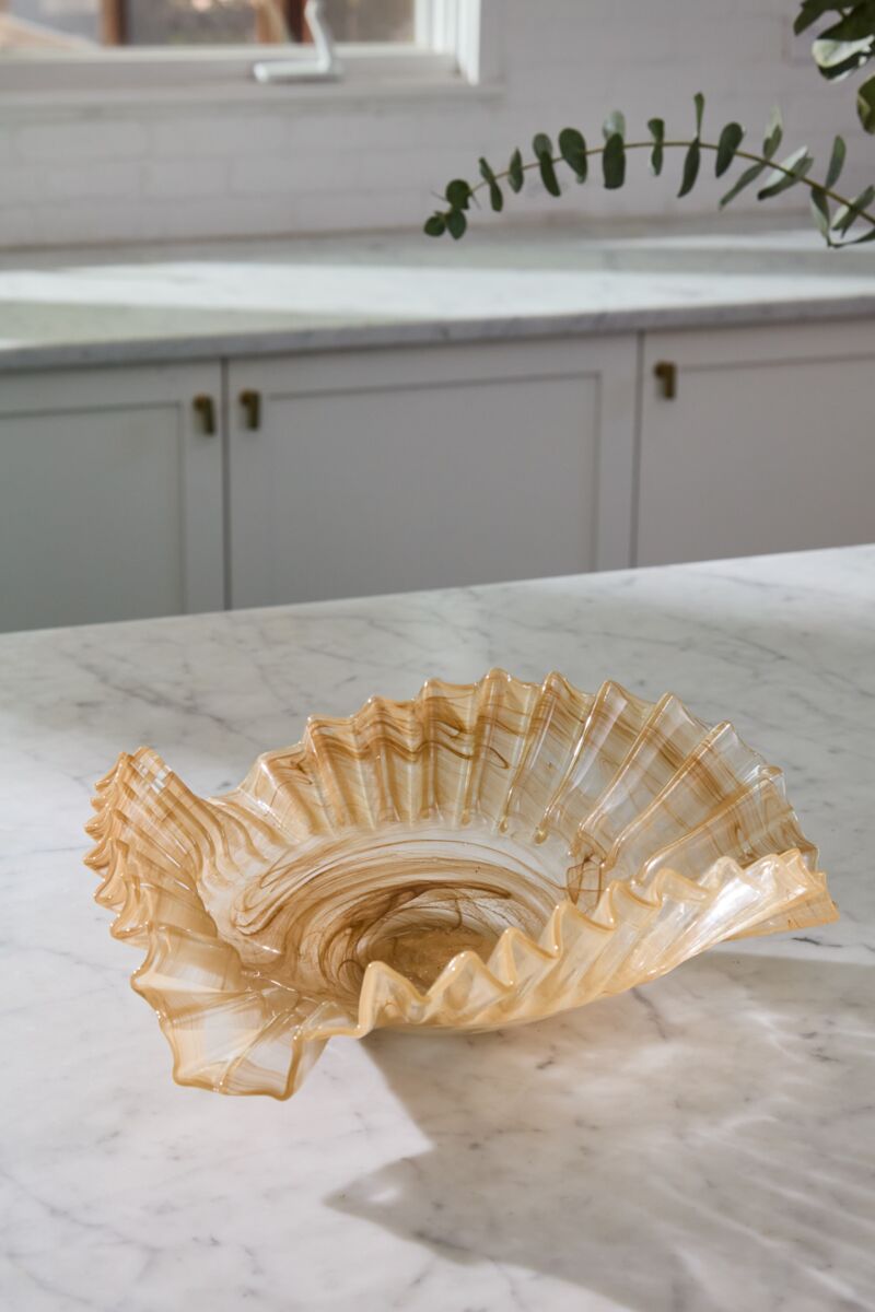 15.5" Pleated Glass Bowl